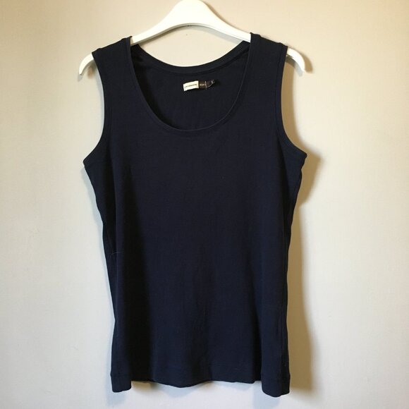 Pima Cotton Dark Navy Blue Soft Ribbed Tank Top - Picture 2 of 13